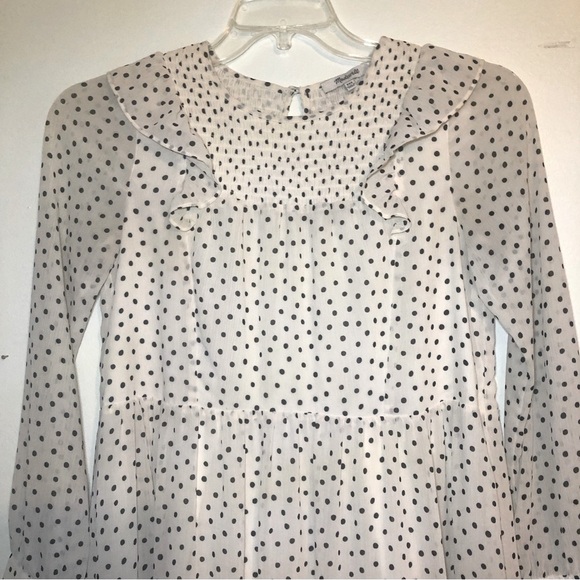 Madewell Sheer MIDI Dress with Polka Dots and Ruffles, size XXS. - Picture 3 of 12